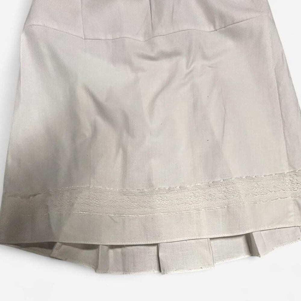 Size 8 girls Gunne Sax pleated white below the knee skirt lace details prairie - Picture 3 of 5